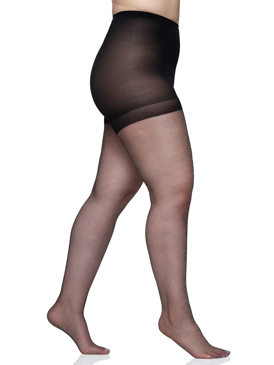 BERKSHIRE QUEEN SHIMMERS ULTRA SHEER CONTROL TOP PANTYHOSE WITH SANDALFOOT TOE - 4412