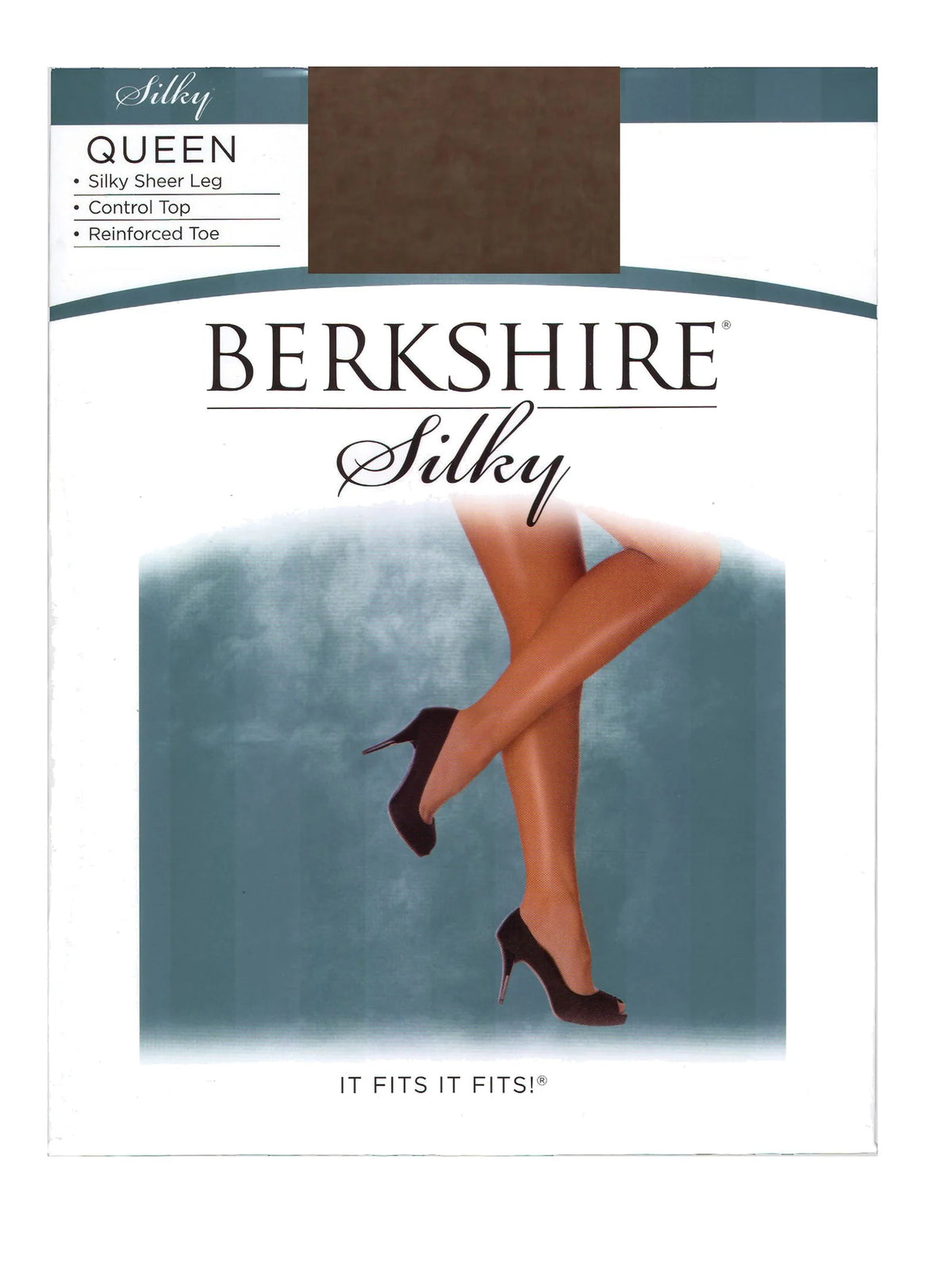 BERKSHIRE QUEEN SILKY SHEER EXTRA WEAR CONTROL TOP PANTYHOSE WITH REINFORCED TOE - 4489