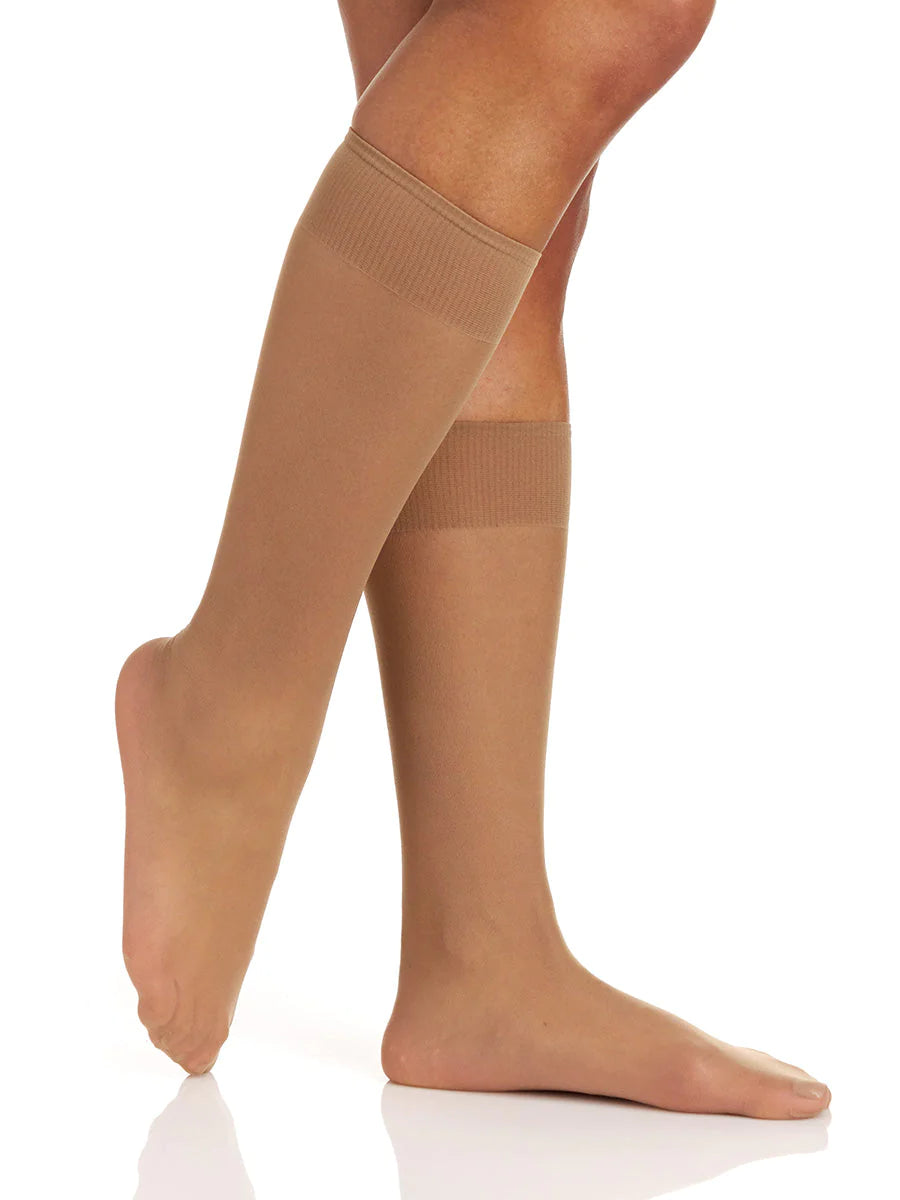 BERKSHIRE 3 PAIR PACK ALL DAY SHEER KNEE HIGH WITH SANDALFOOT TOE - 6527