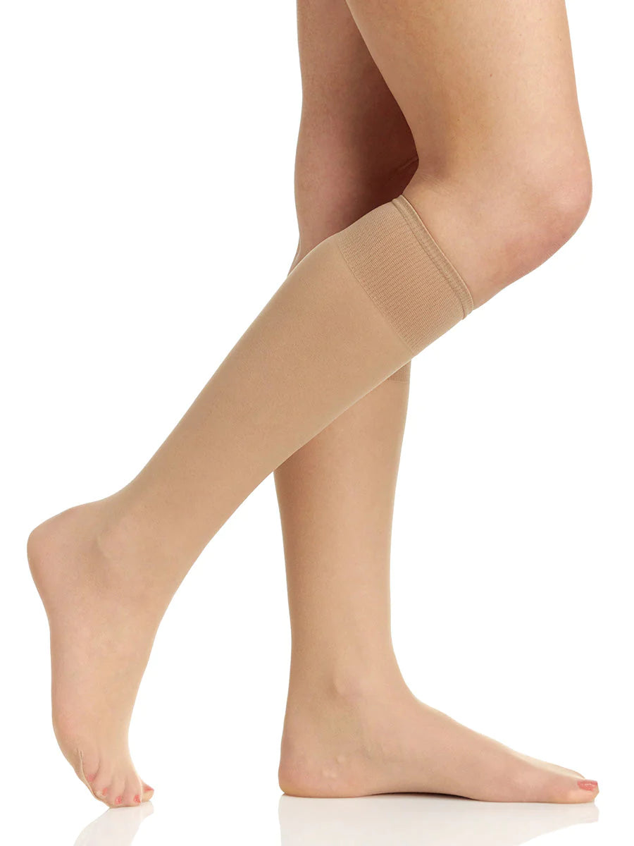 BERKSHIRE 3 PAIR PACK ALL DAY SHEER KNEE HIGH WITH SANDALFOOT TOE - 6527