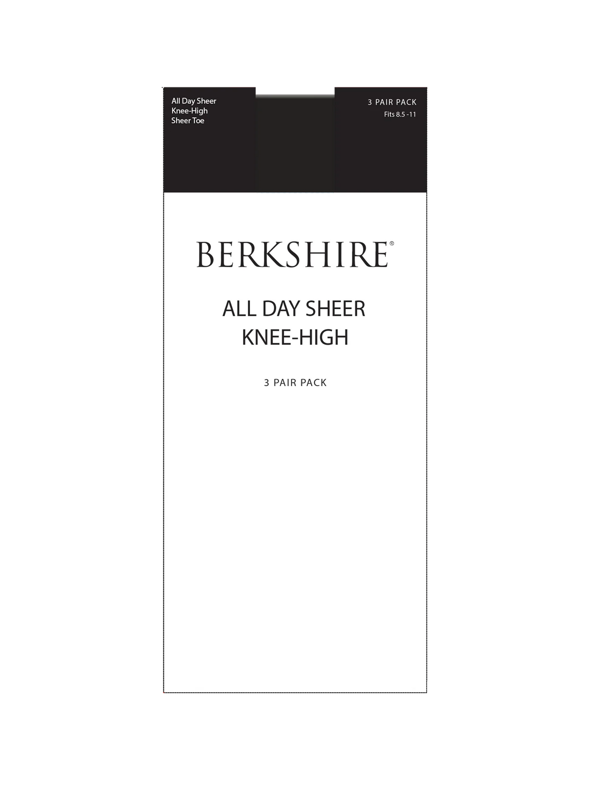 BERKSHIRE 3 PAIR PACK ALL DAY SHEER KNEE HIGH WITH SANDALFOOT TOE - 6527