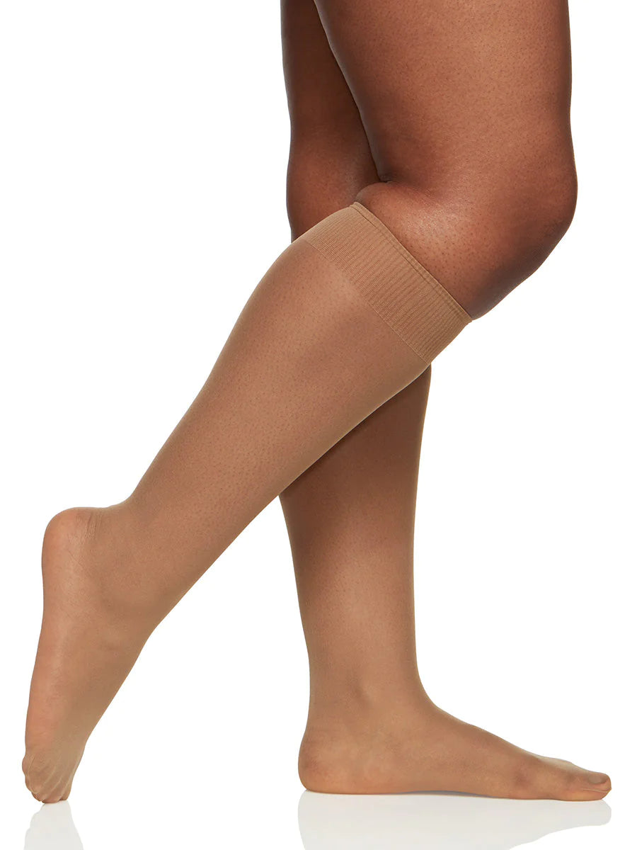 BERKSHIRE 3 PAIR PACK QUEEN ALL DAY SHEER KNEE HIGH WITH SANDALFOOT TOE - 6729