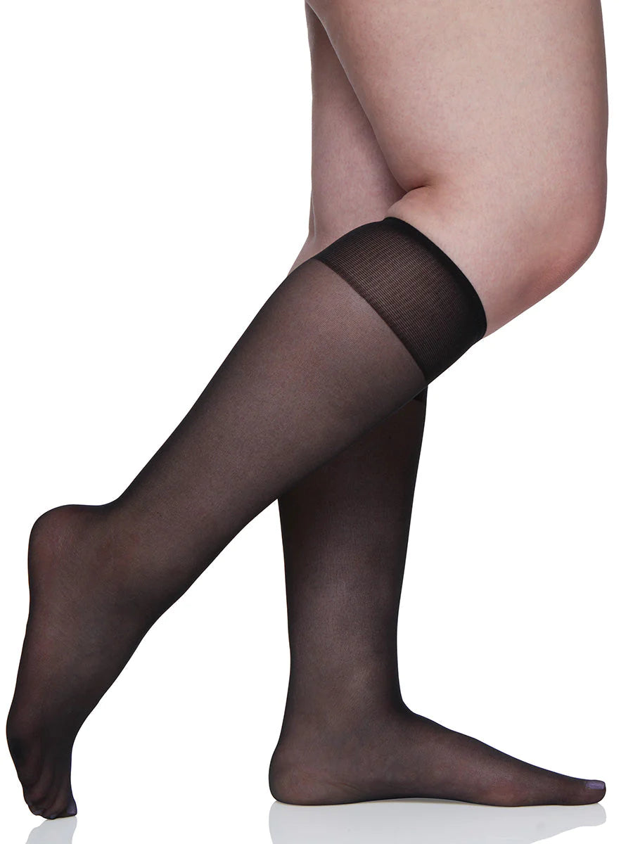 BERKSHIRE 3 PAIR PACK QUEEN ALL DAY SHEER KNEE HIGH WITH SANDALFOOT TOE - 6729
