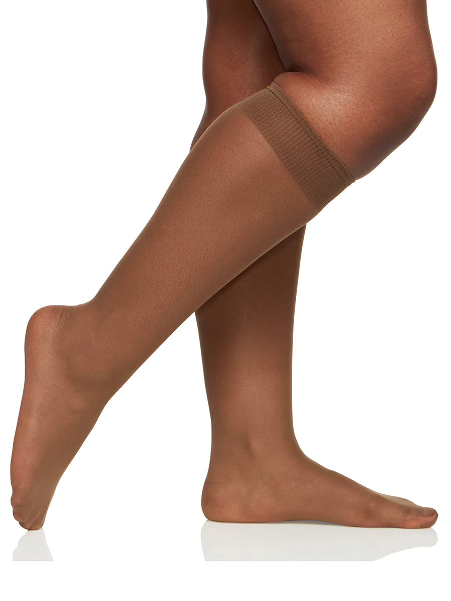 BERKSHIRE 3 PAIR PACK QUEEN ALL DAY SHEER KNEE HIGH WITH SANDALFOOT TOE - 6729
