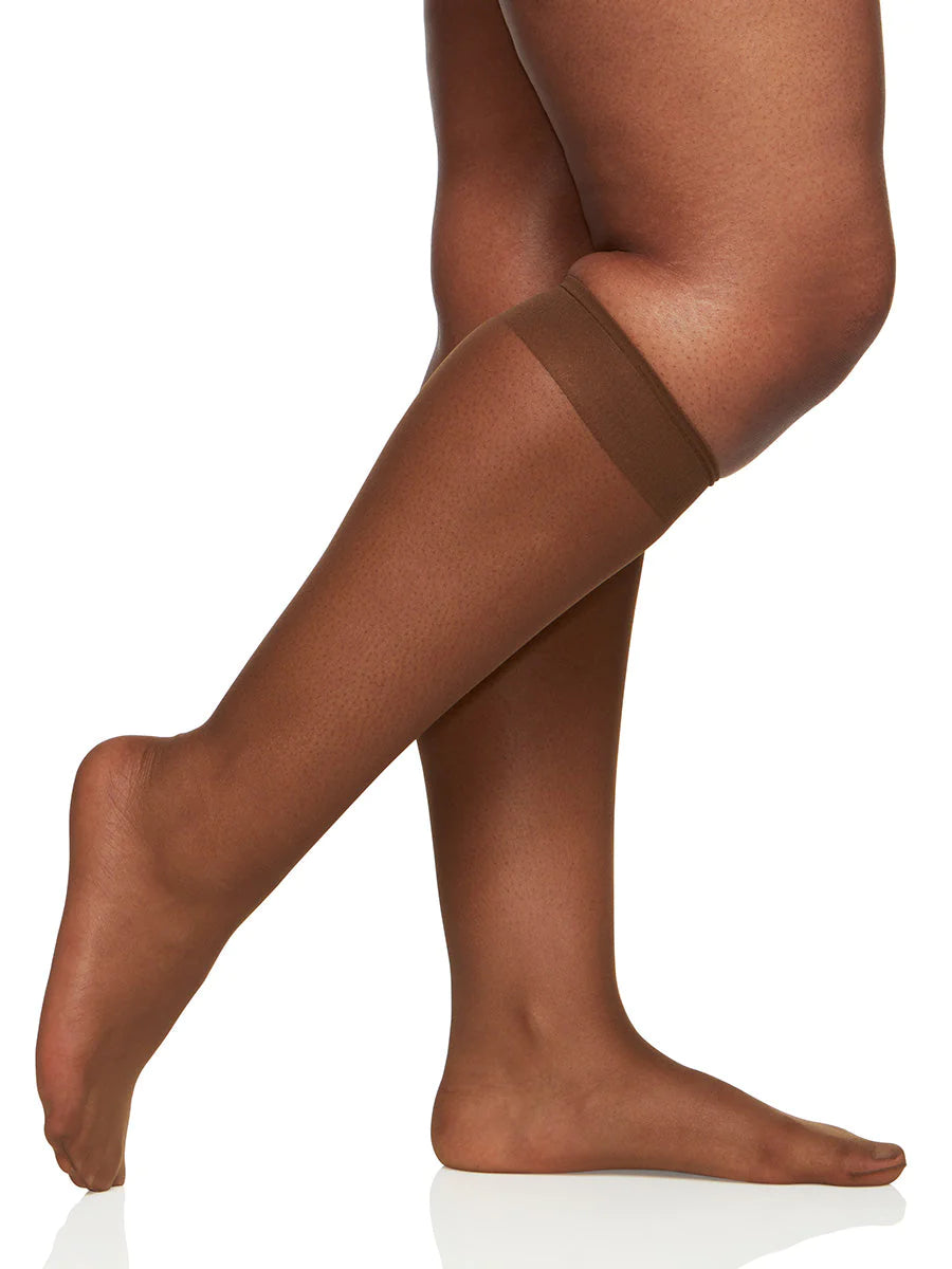 BERKSHIRE 3 PAIR PACK QUEEN ALL DAY SHEER KNEE HIGH WITH SANDALFOOT TOE - 6729
