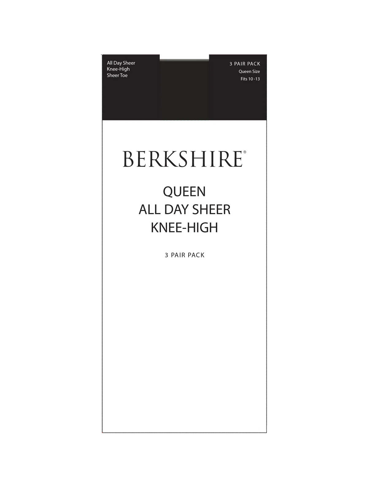 BERKSHIRE 3 PAIR PACK QUEEN ALL DAY SHEER KNEE HIGH WITH SANDALFOOT TOE - 6729