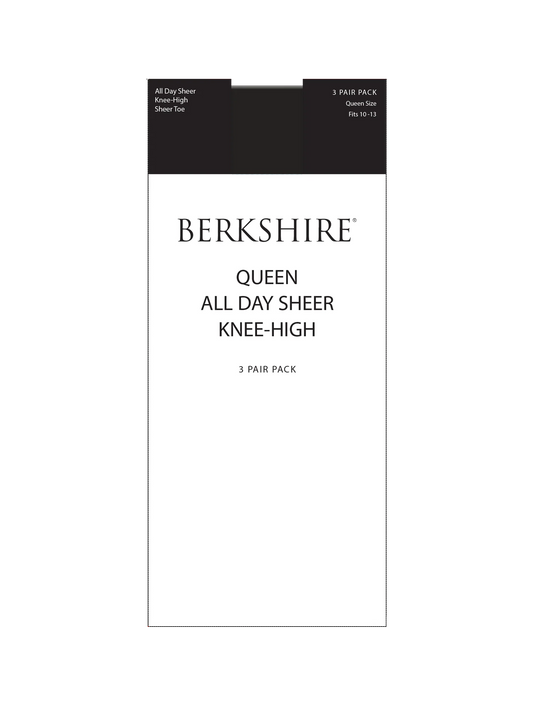 BERKSHIRE 3 PAIR PACK QUEEN ALL DAY SHEER KNEE HIGH WITH SANDALFOOT TOE - 6729
