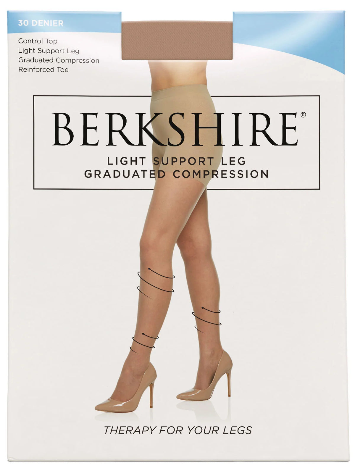 BERKSHIRE SILKY SHEER LIGHT SUPPORT GRADUATED COMPRESSION LEG PANTYHOSE WITH REINFORCED TOE - 8101