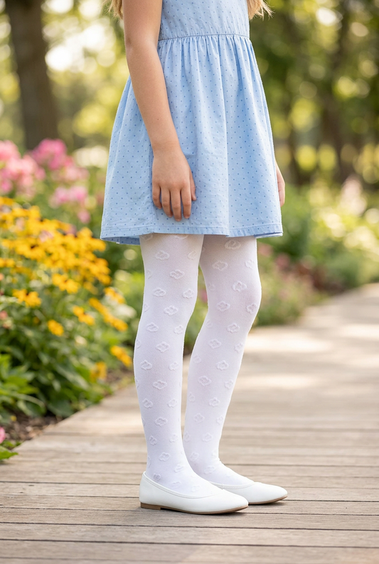 Memoi MK-4086 Overlapped Heart Flocked Opaque Tights