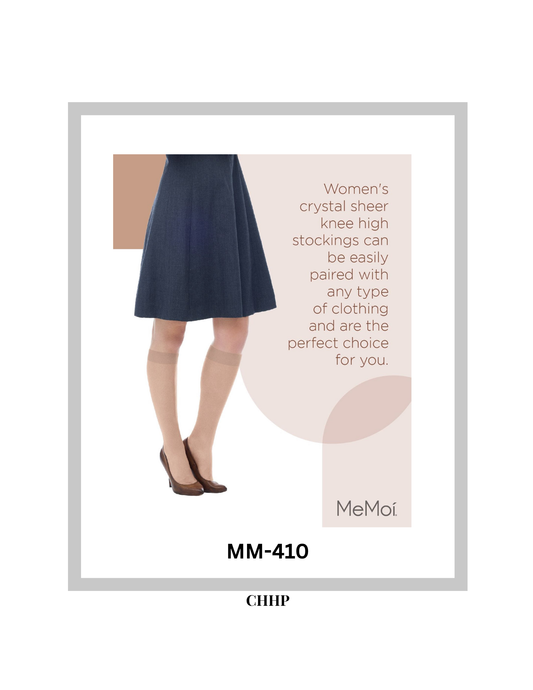 MEMOI MM-410 CRYSTAL SHEER KNEE HIGH STOCKINGS